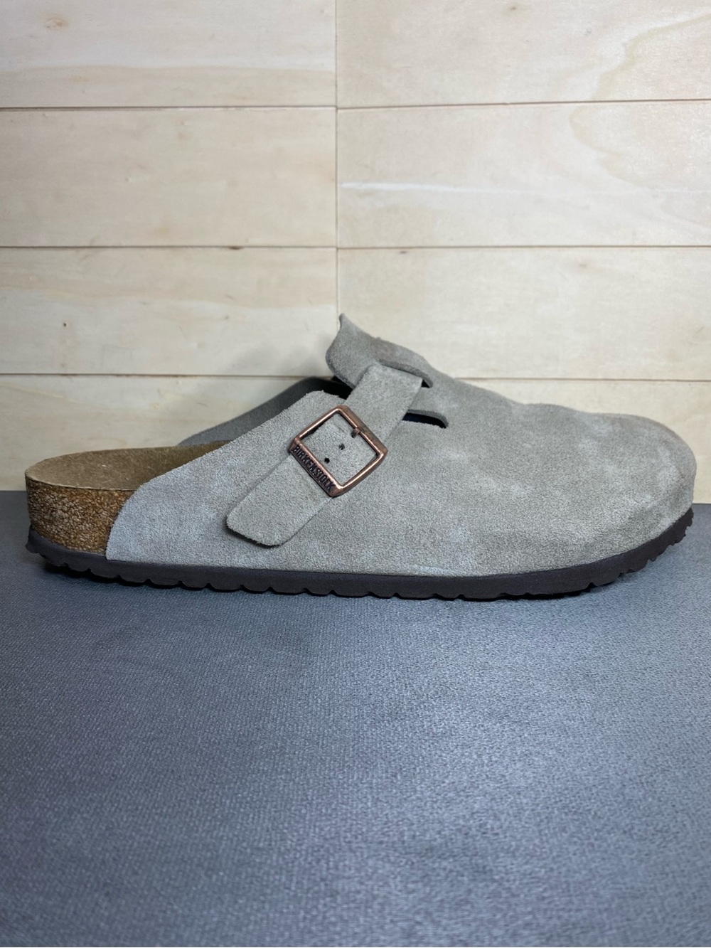 Birkenstock Boston Mules Taupe Suede Men's Size 13 Shoes EU46 Leather Slip-Ons